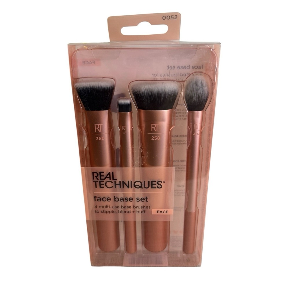 Real Techniques 4pc Face Base Makeup Brush Kit New In Box Sealed